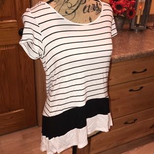 White and black striped shirt size medium